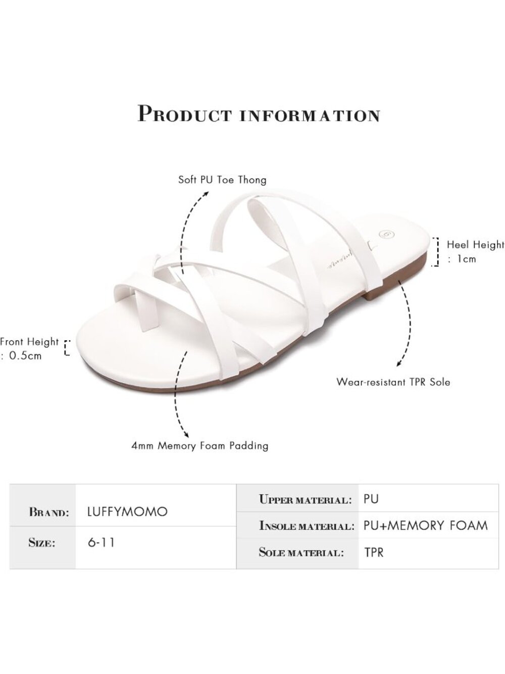Women's White Summer Comfortable Casual Elastic Strap Open Toe Flats Sandals - Picture 5 of 6